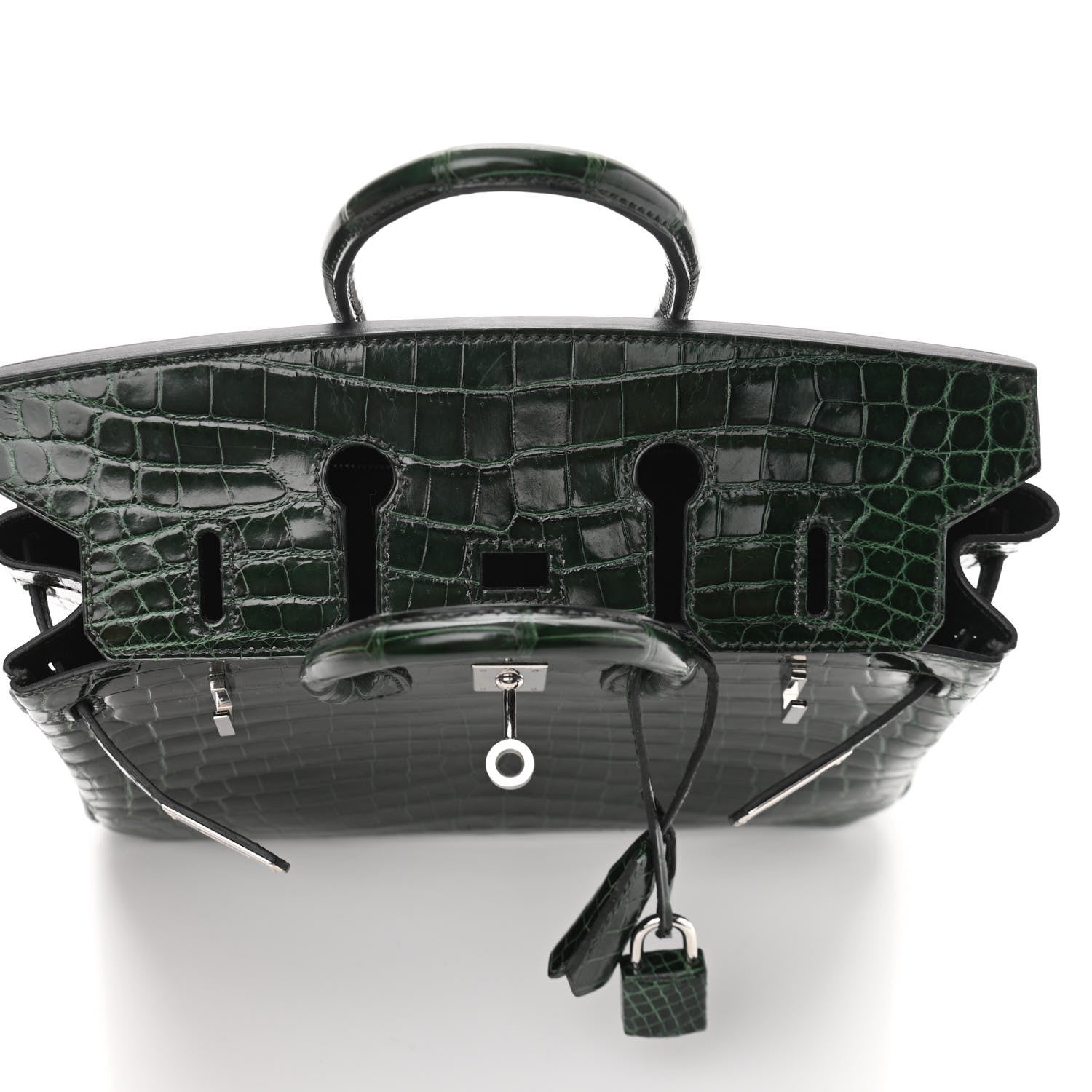 Hermes Shiny Niloticus Crocodile Birkin 25 Vert Fonce 17 of 32