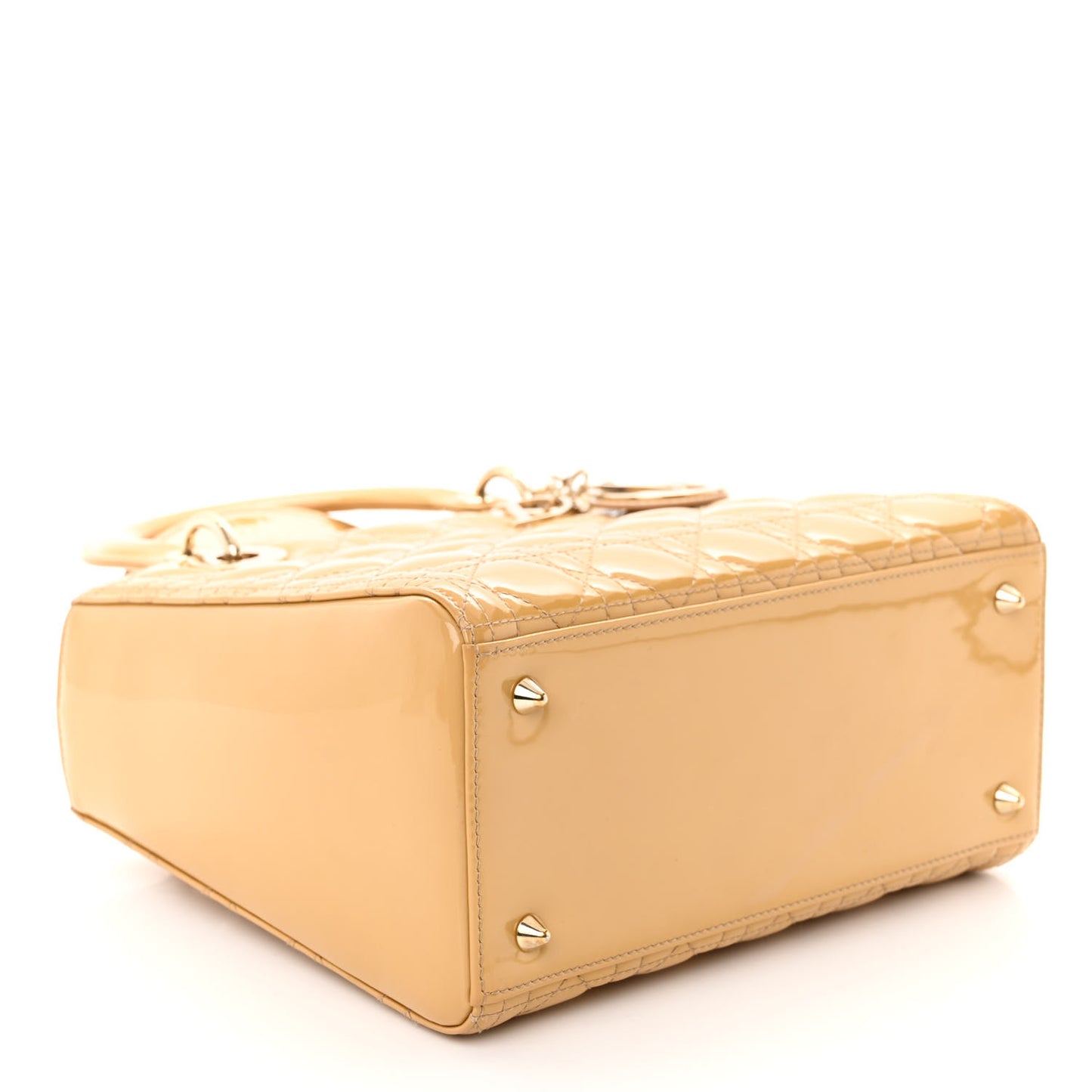 Patent Cannage Medium Lady Dior Dark Beige