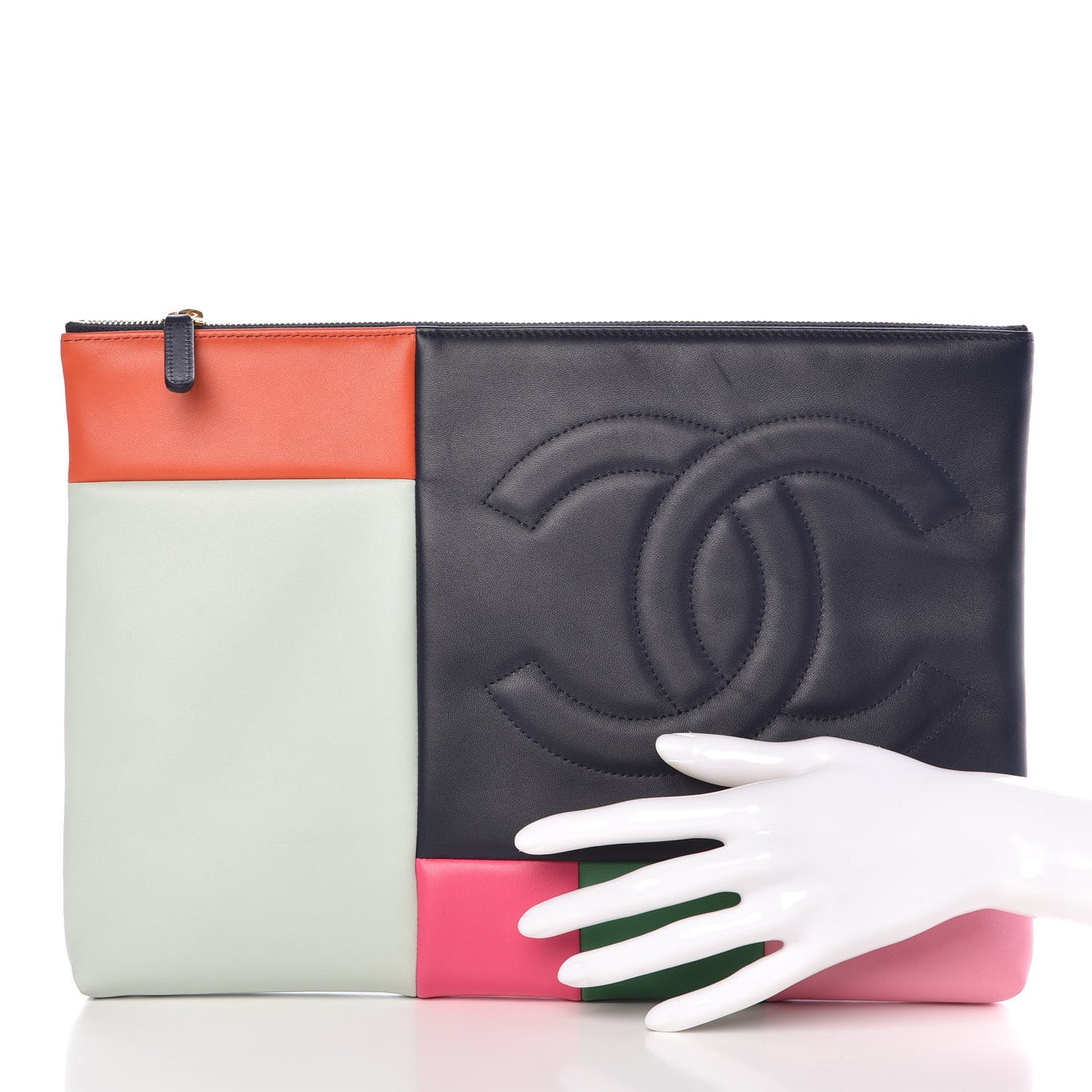 Lambskin Colorblock Cosmetic Case Multicolor