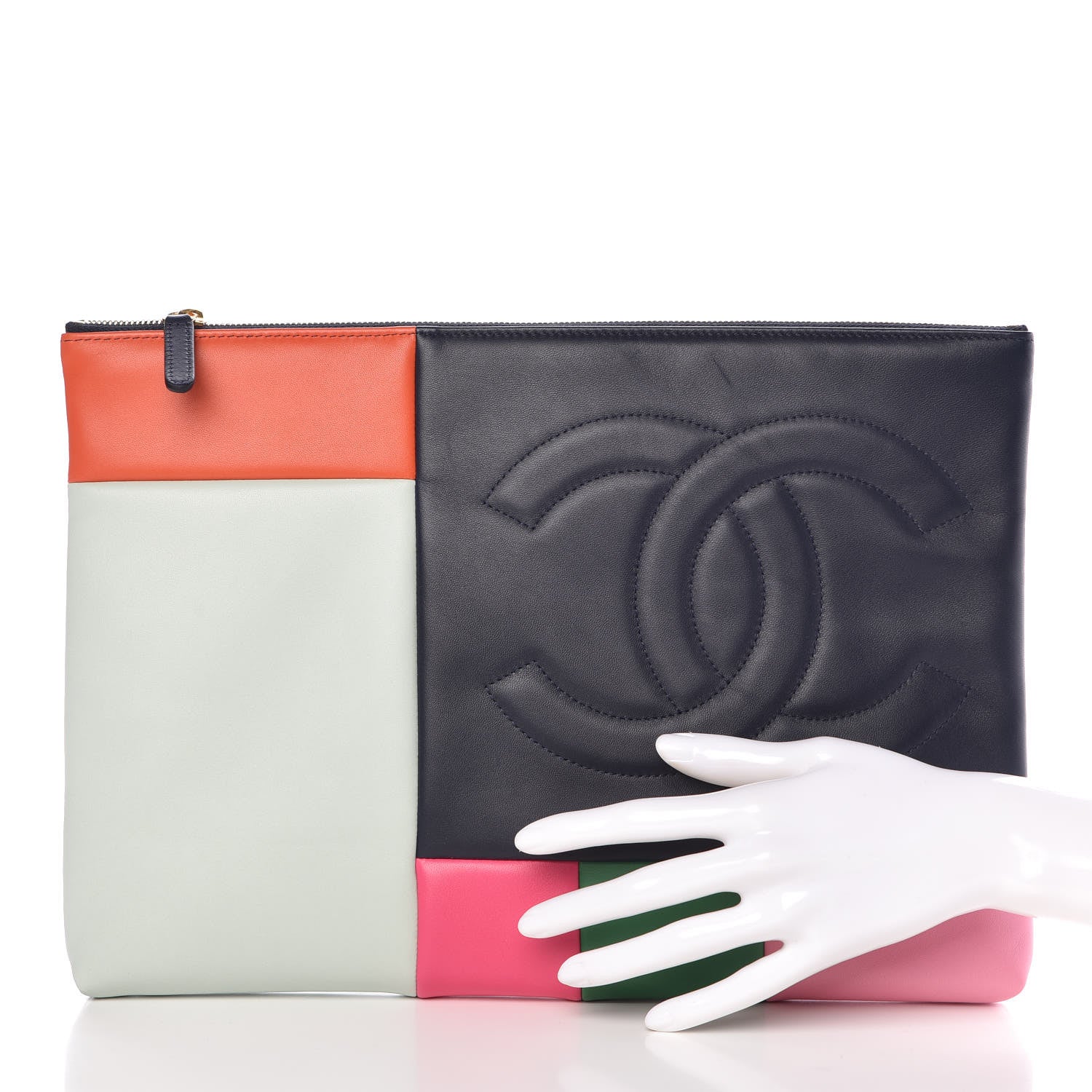 Chanel Lambskin Colorblock Cosmetic Case Multicolor 2 of 7