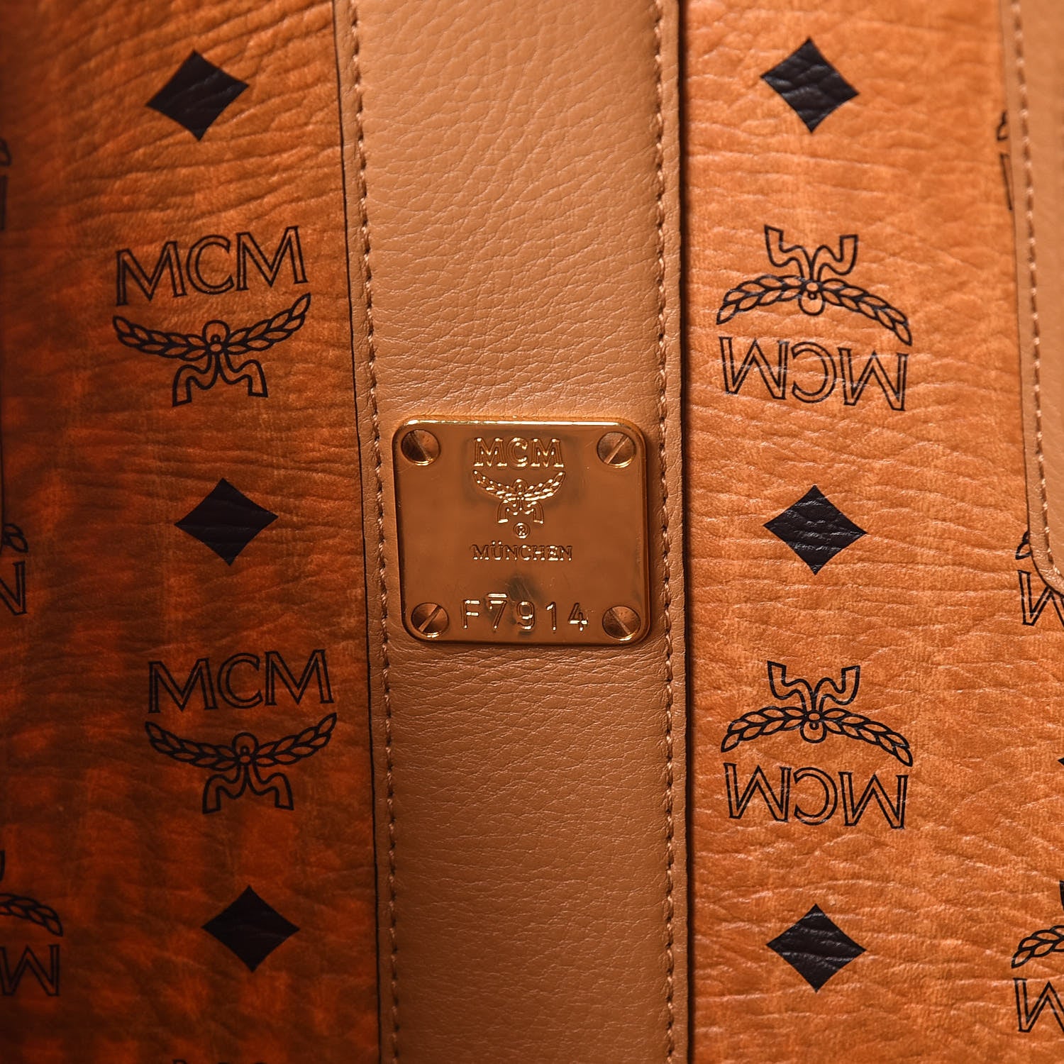 MCM Visetos Medium Liz Reversible Shopper Tote Cognac 11 of 16