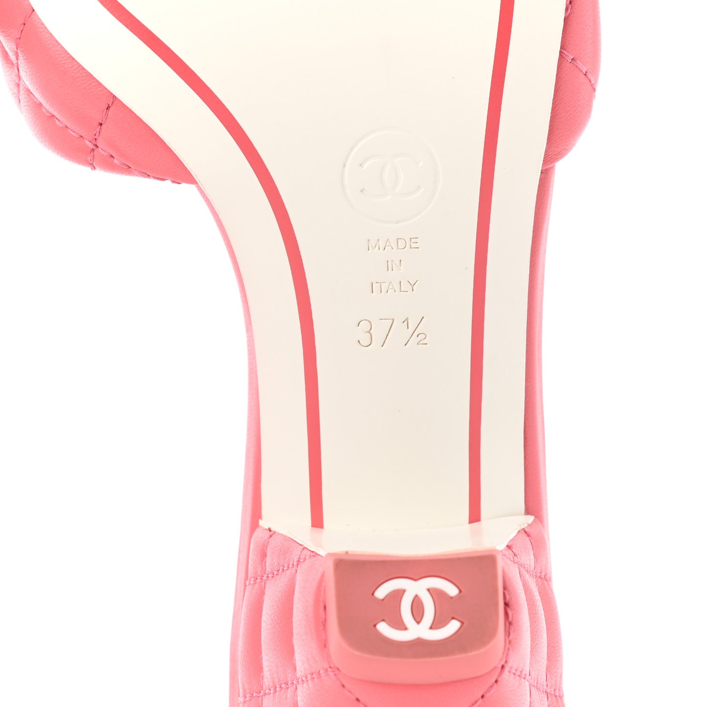 Lambskin Quilted Textured CC Mules 37.5 Pink