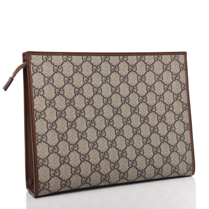Gucci GG Supreme Monogram Horsebit 1955 Zip Pouch Beige Brown Sugar 3 of 7