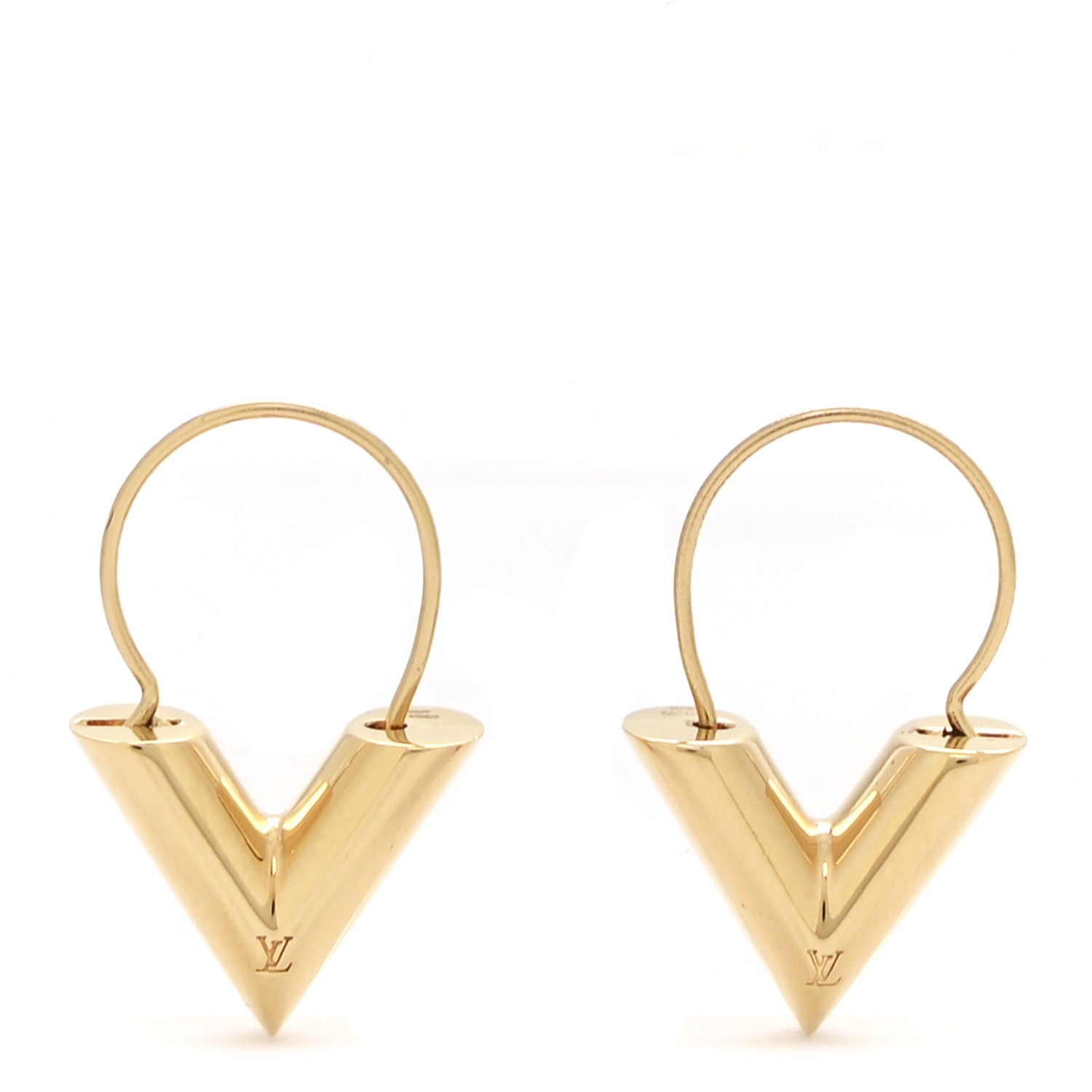 Louis Vuitton Brass Essential V Hoop Earrings Gold 1 of 5
