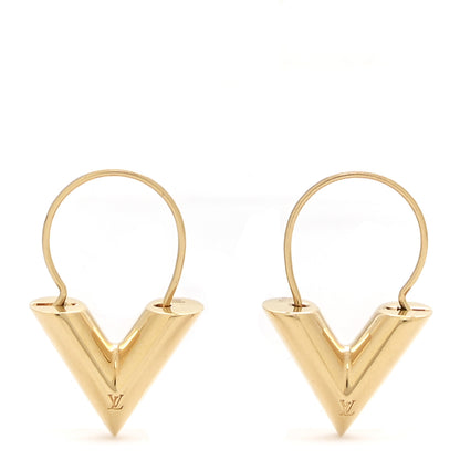 Louis Vuitton Brass Essential V Hoop Earrings Gold 1 of 5