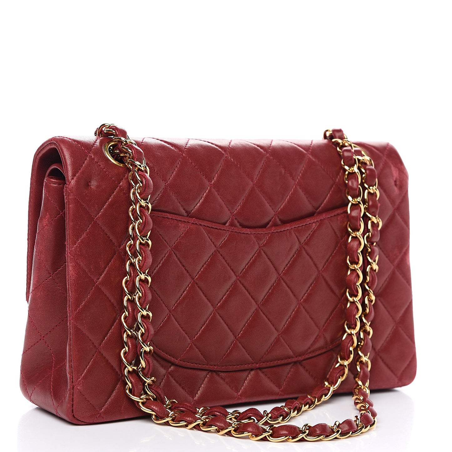 Lambskin Quilted Medium Double Flap Red