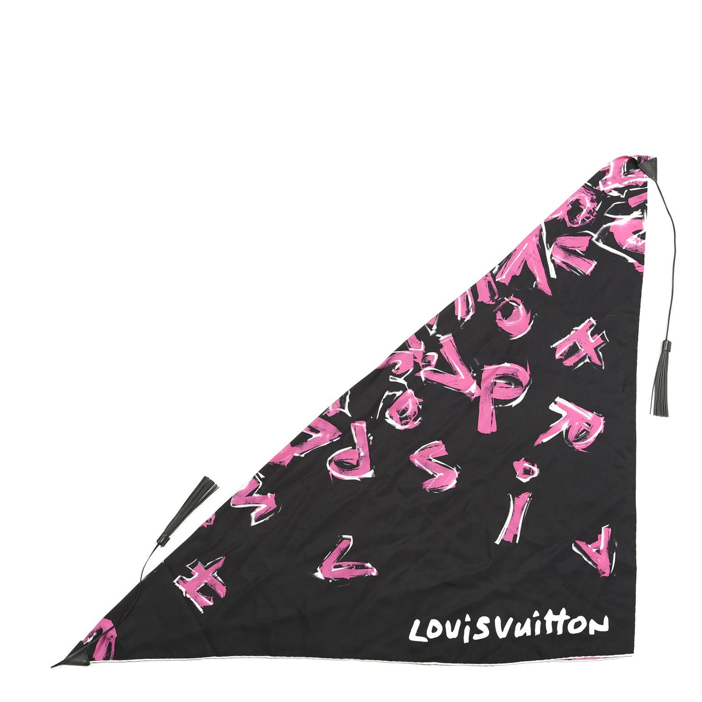 Silk Tassel Scarf Pink Black