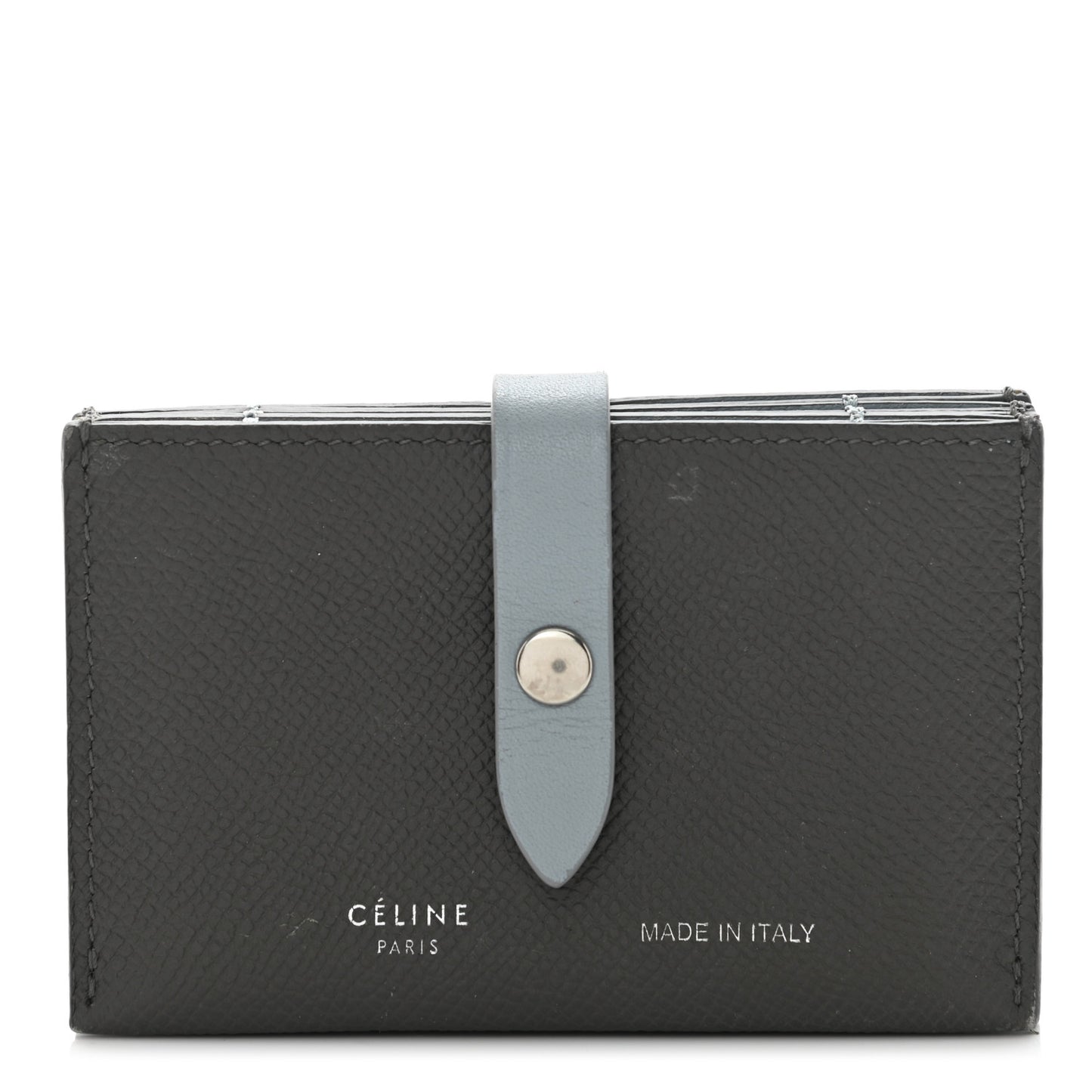 Grained Shiny Calfskin Accordion Card Holder Grey