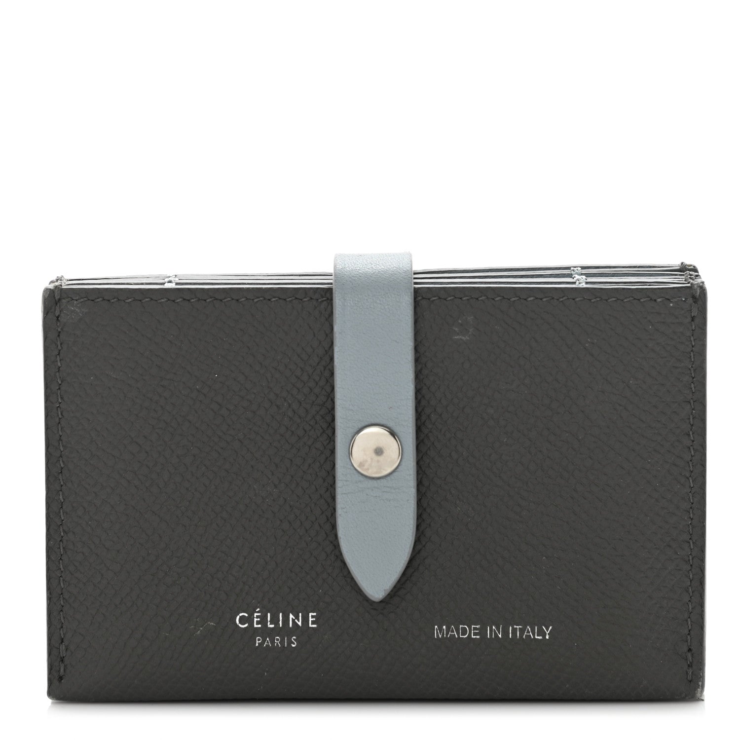 Celine Grained Shiny Calfskin Accordion Card Holder Grey 1 of 11