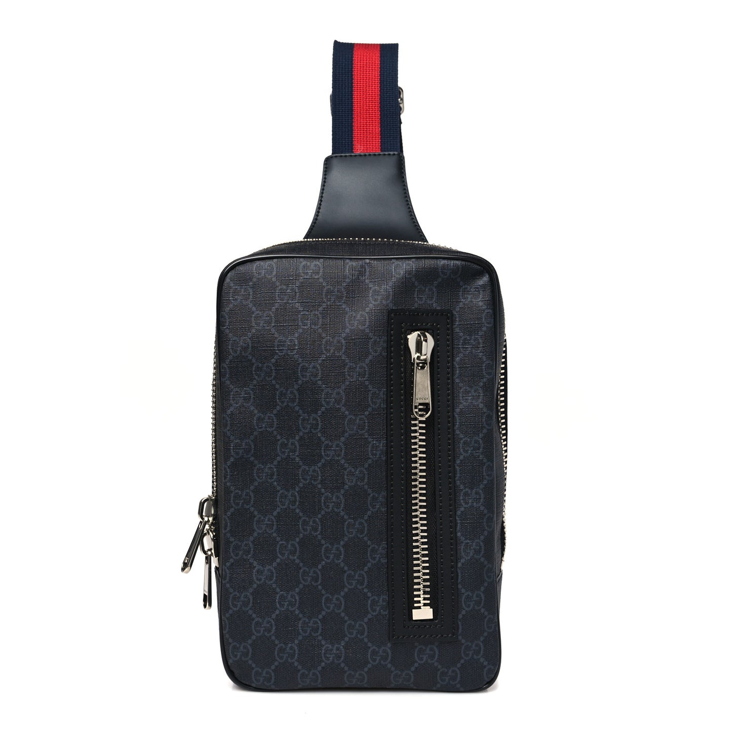 GG Supreme Monogram Web Belt Bag Black Grey