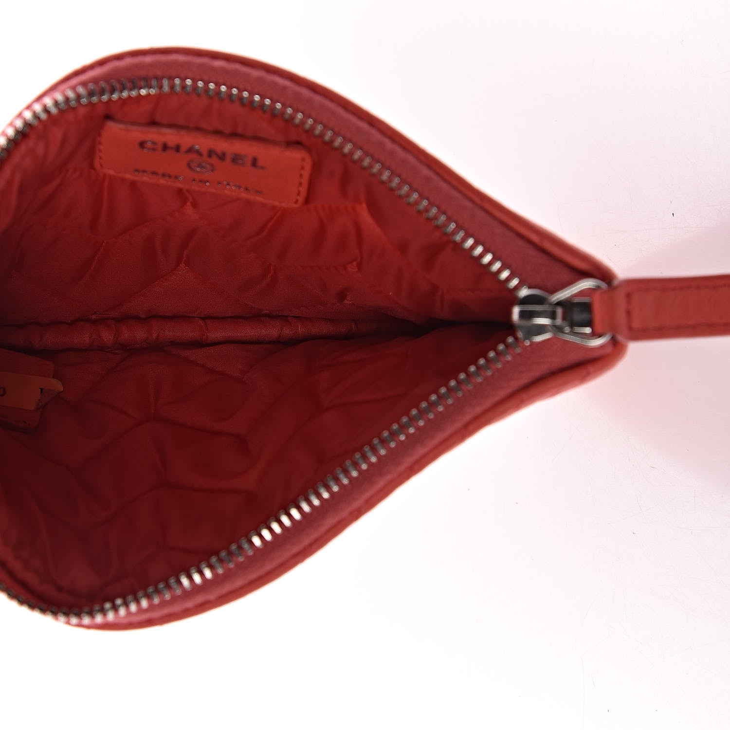Chanel Lambskin Chevron Quilted Small Cosmetic Case Orange 5 of 12