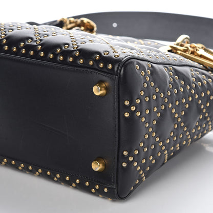 Christian Dior Calfskin Cannage Studded Medium Supple Lady Dior Black 10 of 10