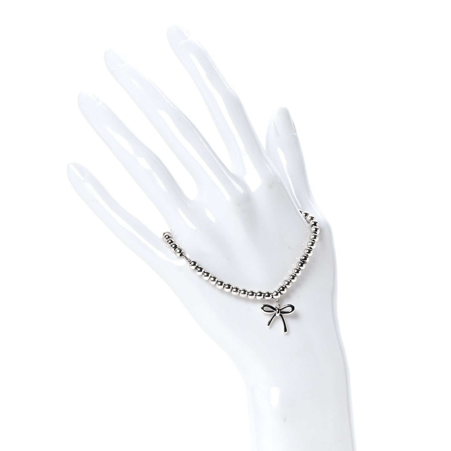 Sterling Silver 4mm Bow Bead Bracelet