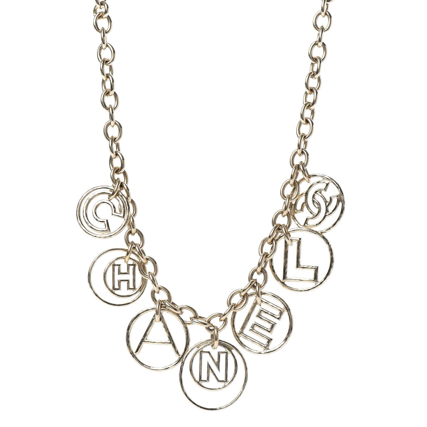 Chanel Metal Hoop Cuba Logo Necklace Gold 1 of 4