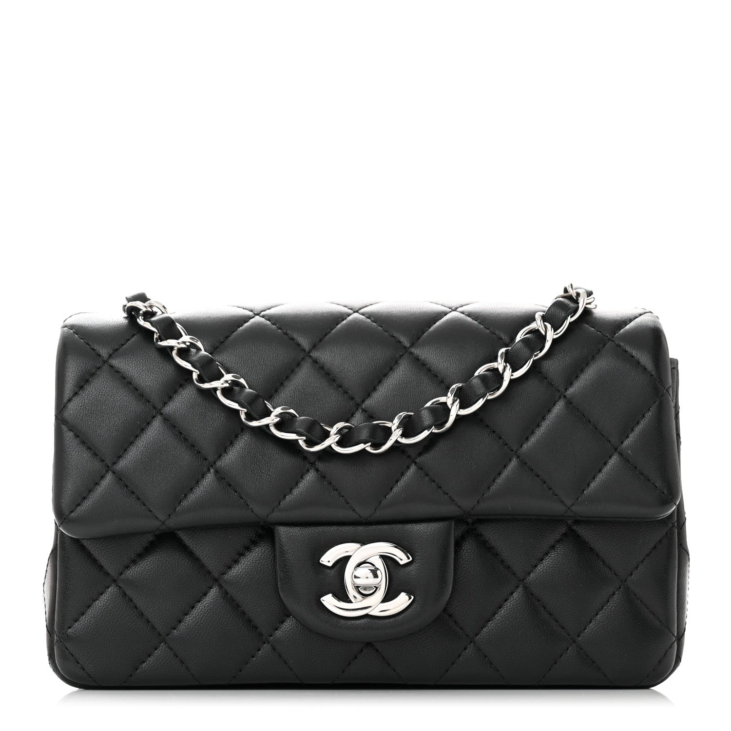 Chanel Lambskin Quilted Mini Rectangular Flap Black 1 of 10
