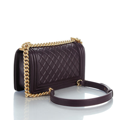 Chanel Lambskin Quilted Medium Boy Flap Dark Purple 3 of 8