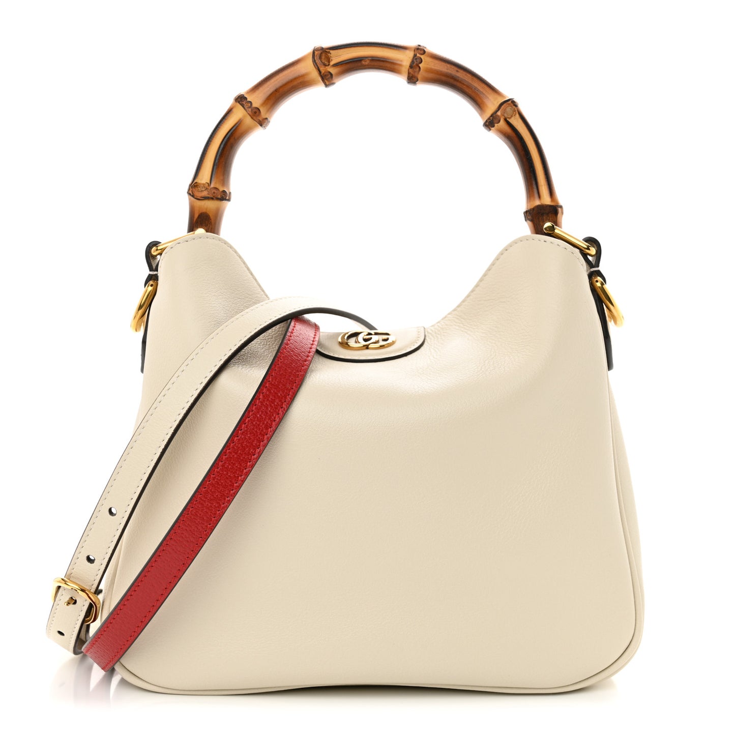 Softy Wonka Textured Dollar Calfskin Small Diana Shoulder Bag Mystic White Hibiscus Red
