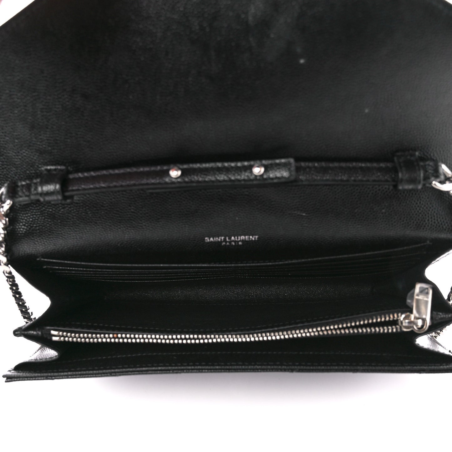 Grain De Poudre Matelasse Chevron Monogram Chain Wallet Black