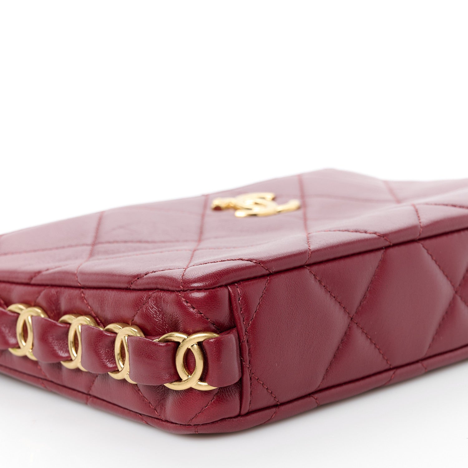 Chanel Lambskin Quilted Small CC Links Hobo Burgundy 9 of 11