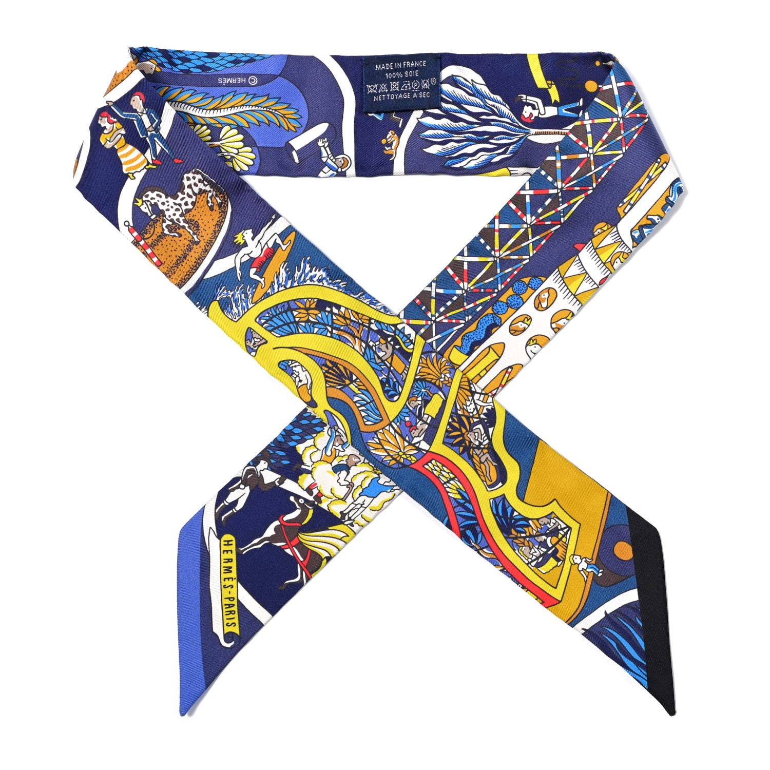 Hermes Silk Exposition Universelle Twilly Bleu Jaune Vif Rouge 1 of 3