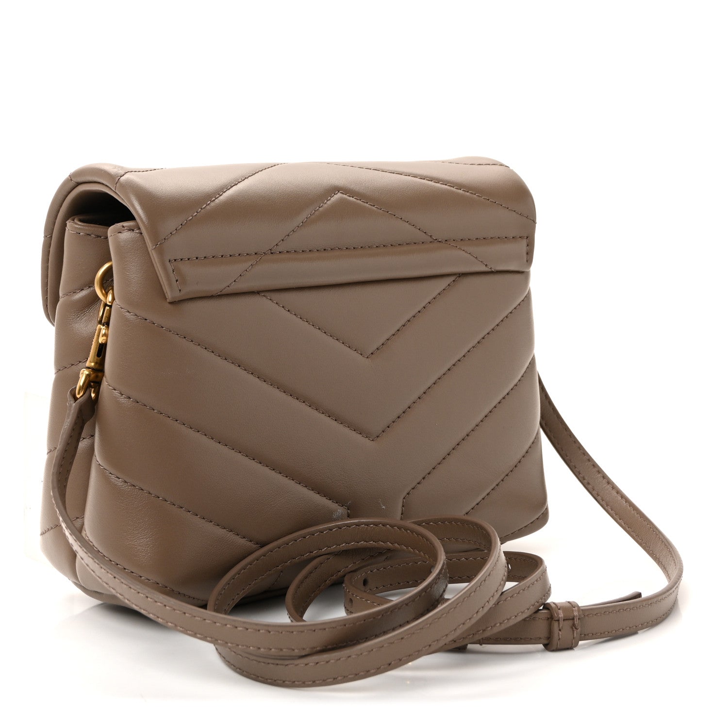 Saint Laurent Calfskin Y Quilted Monogram Toy Loulou Crossbody Bag Dark Beige 3 of 10