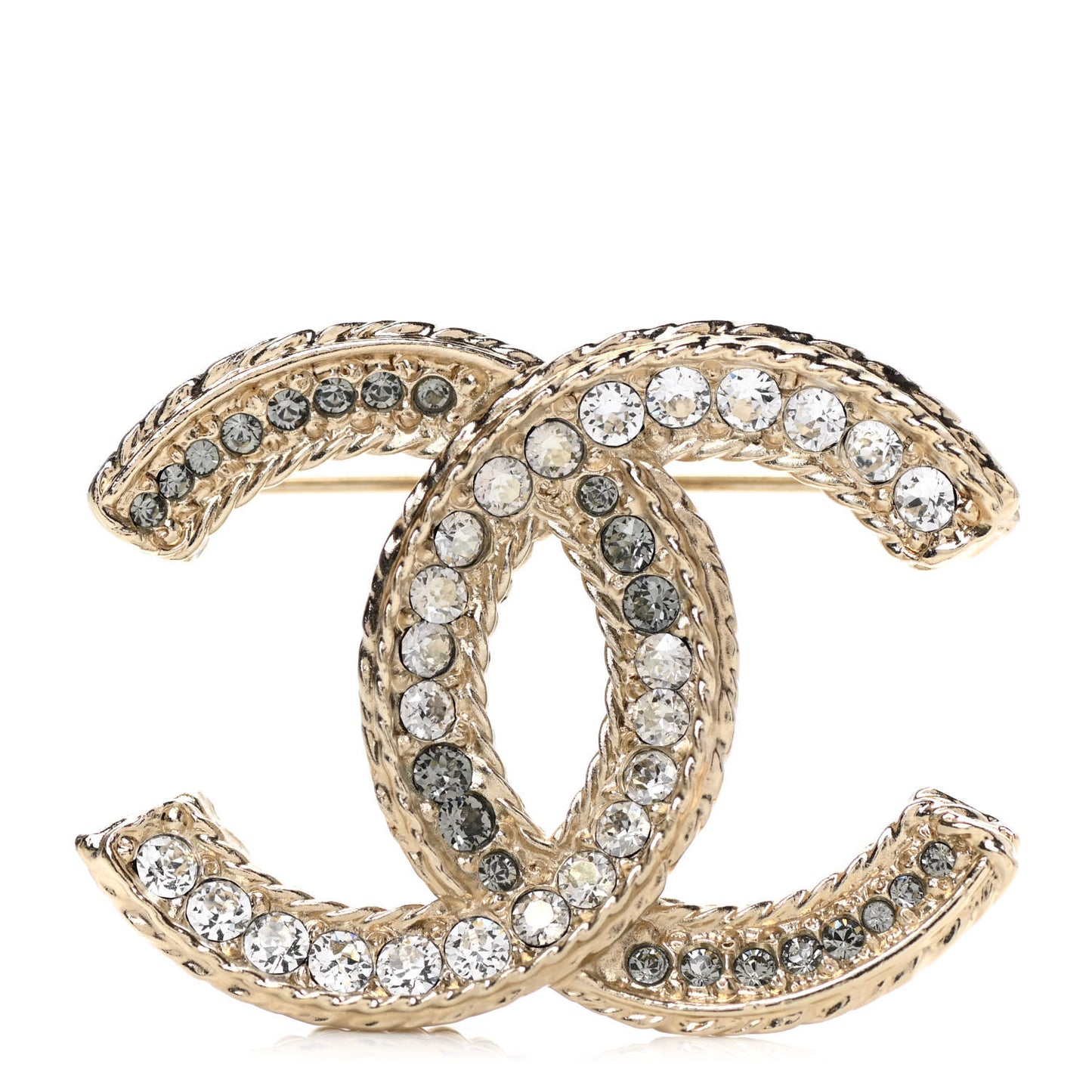 Crystal CC Brooch Gold