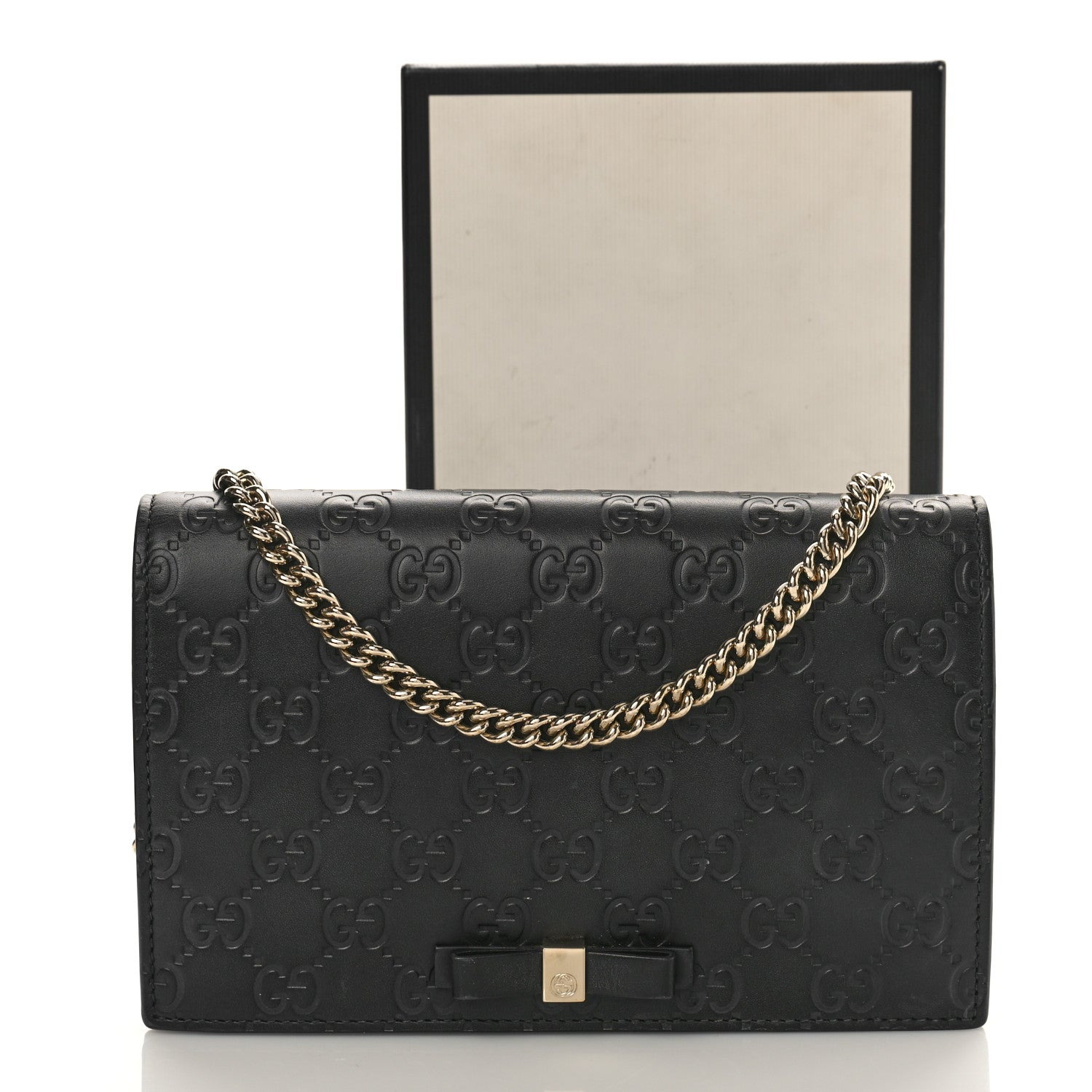 Gucci Guccissima Signature Bowy Chain Wallet Black 9 of 9