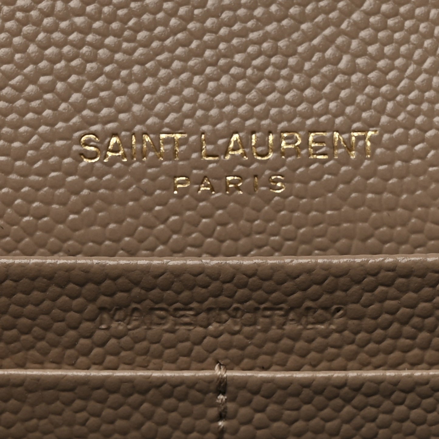 Grain De Poudre Matelasse Chevron Monogram Chain Wallet Dark Beige