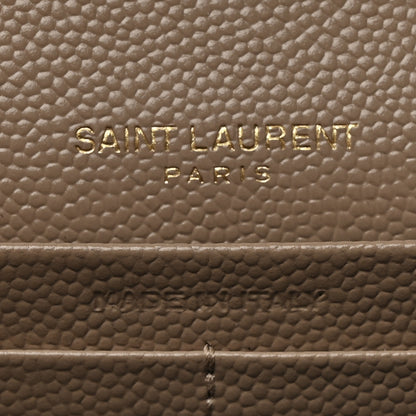 Saint Laurent Grain De Poudre Matelasse Chevron Monogram Chain Wallet Dark Beige 7 of 11