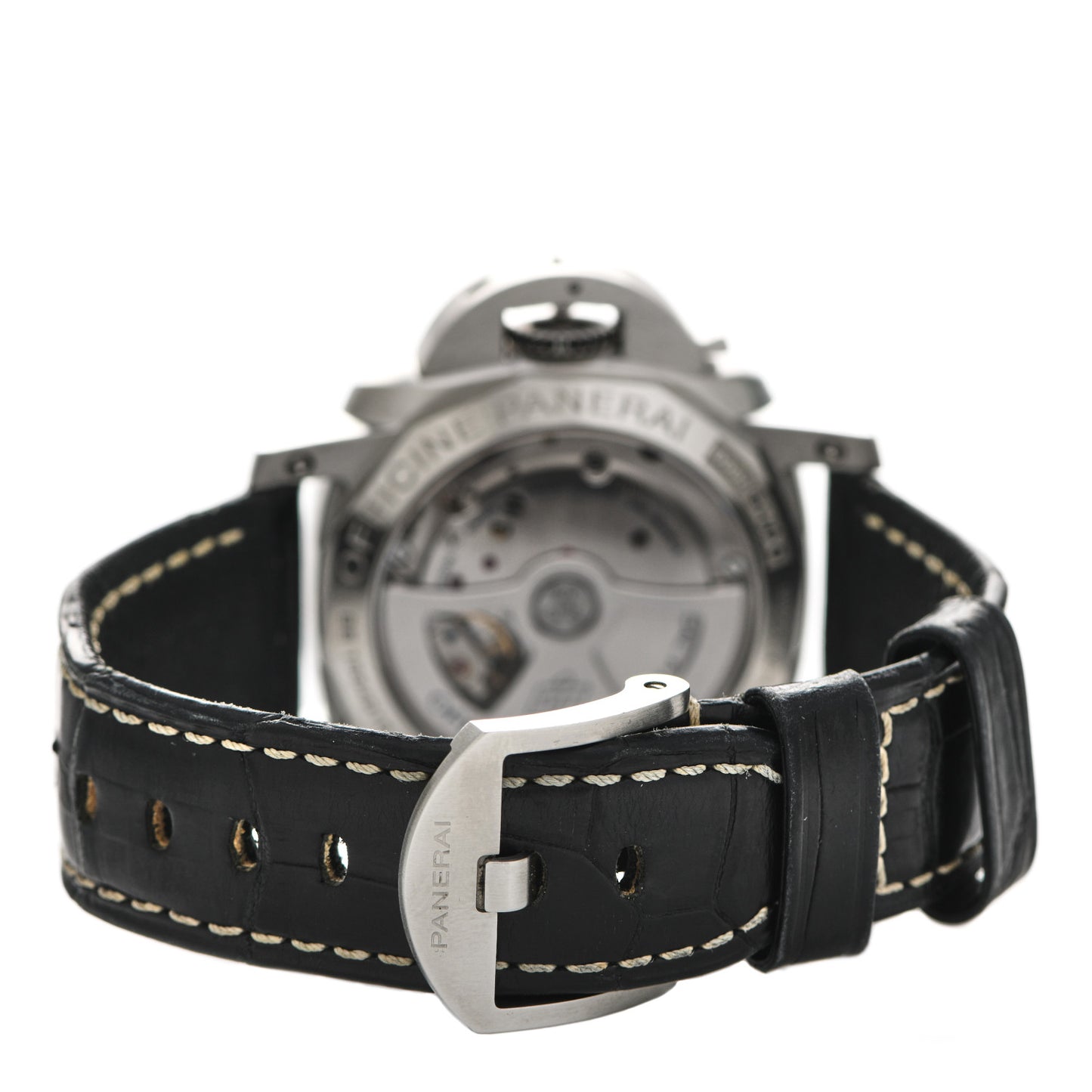 Stainless Steel Alligator 42mm Luminor 1950 3 Day Power Reserve Automatic Watch Black PAM00392