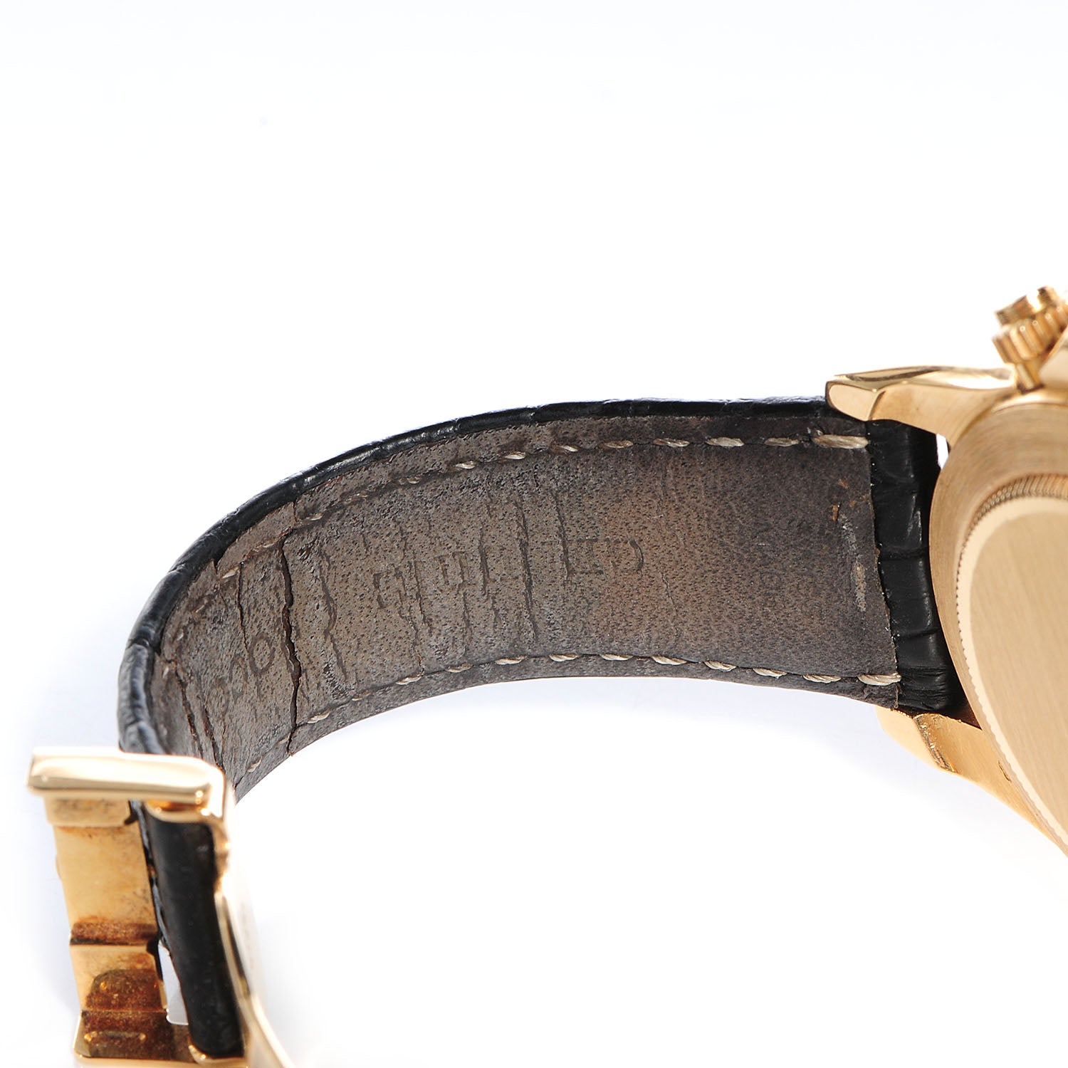 Rolex 18K Yellow Gold Alligator 40mm Oyster Perpetual Cosmograph Daytona Watch White 16518 5 of 9