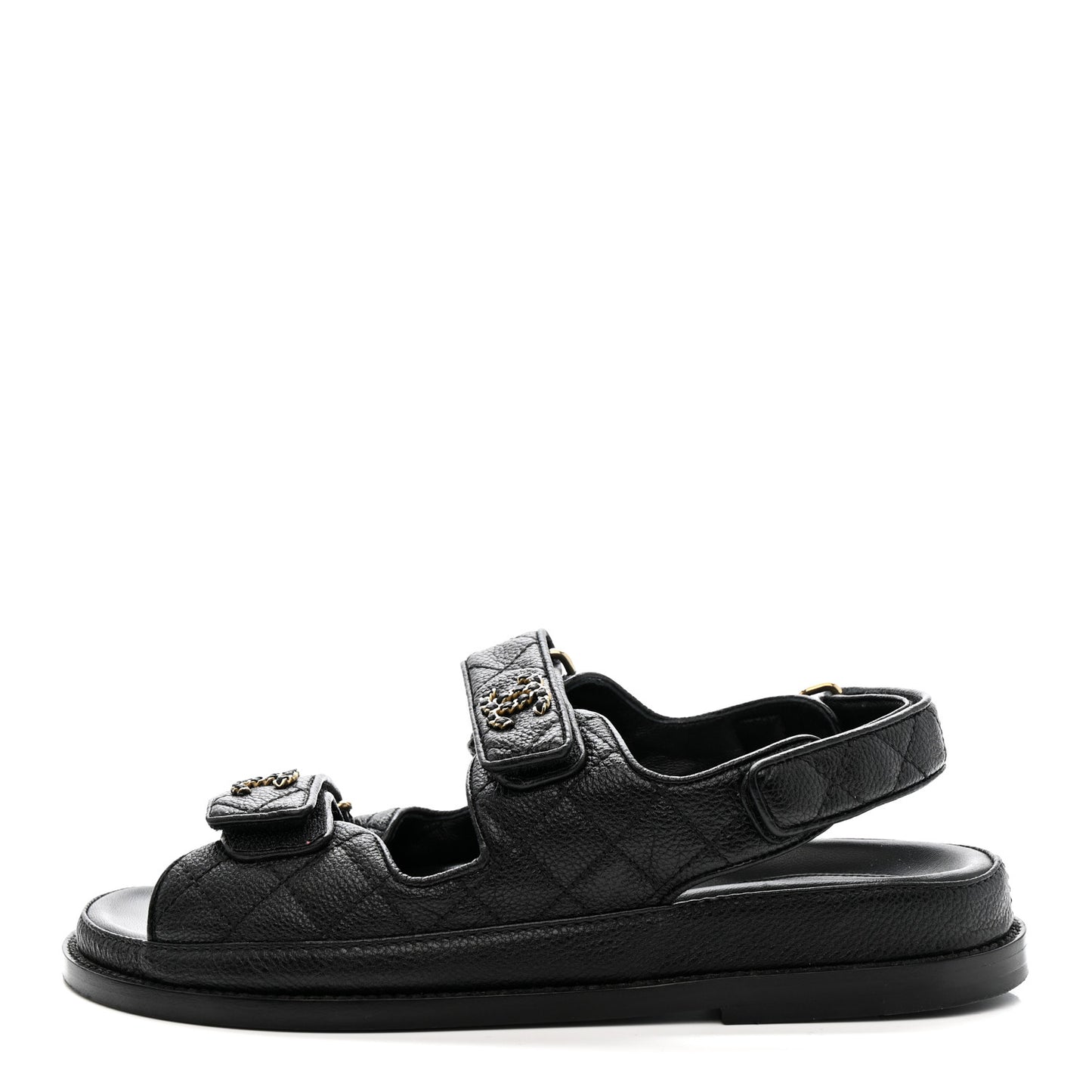 Grained Calfskin Velcro Dad Sandals 36.5 Black