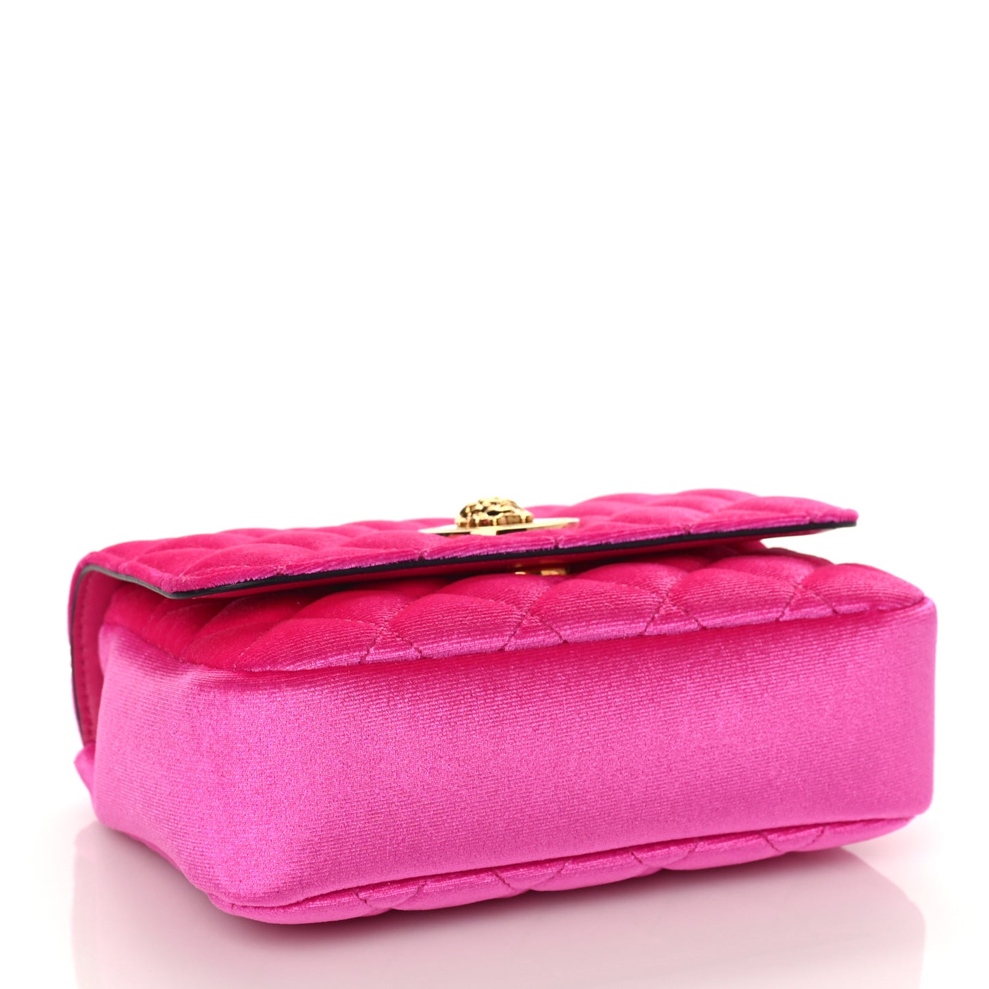Velvet Quilted Medusa Chain Crossbody Pink