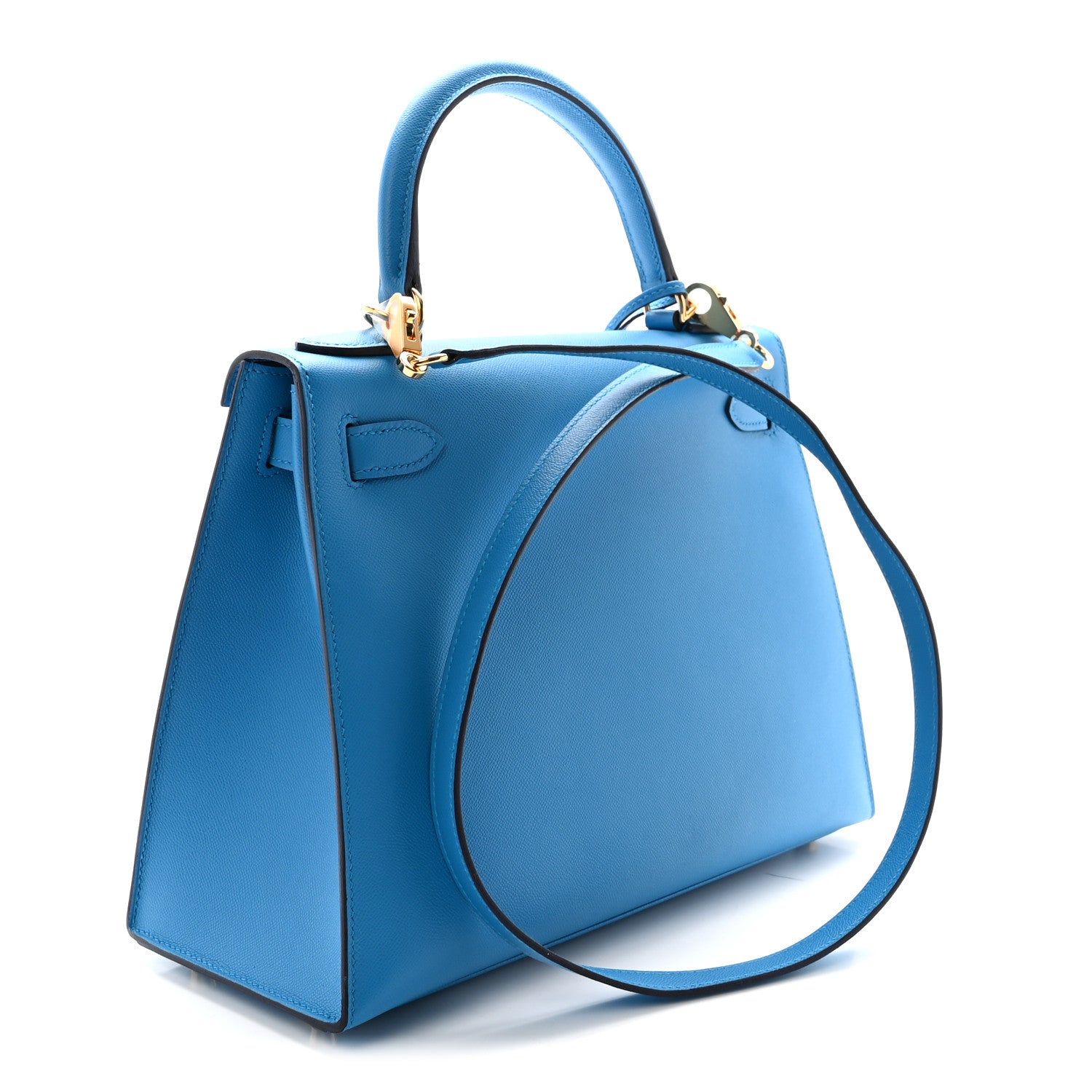 Hermes Epsom Kelly Sellier 28 Bleu Frida 3 of 9