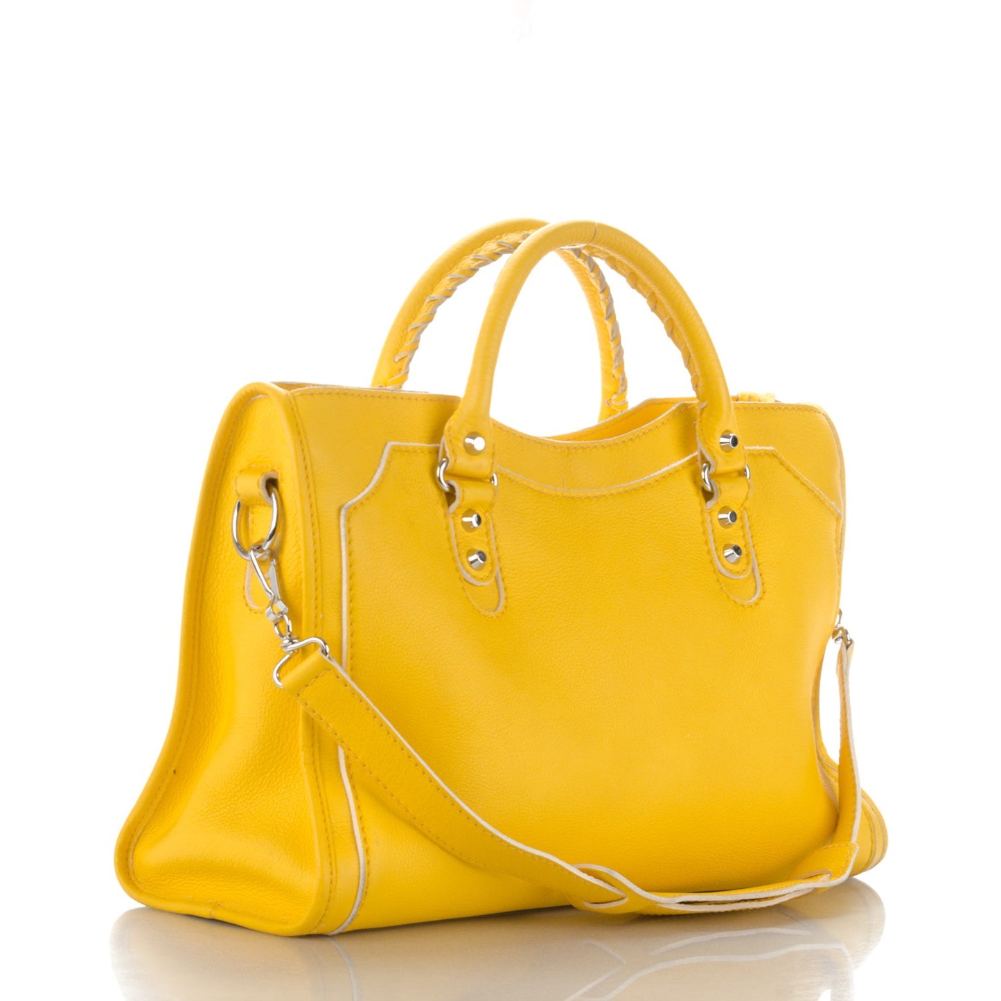Supple Grained Calfskin Classic Silver Hardware Highlight City Jaune Soleil