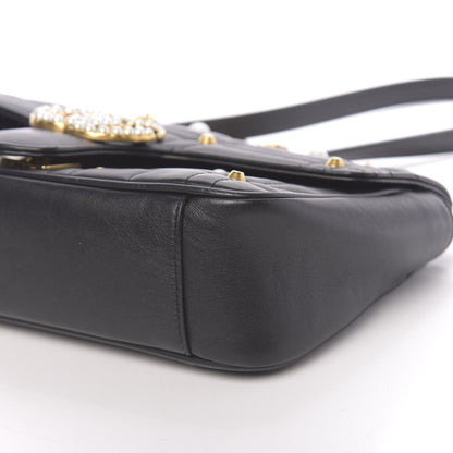 Gucci Calfskin Matelasse Studded Small Pearly GG Marmont Shoulder Bag Black 10 of 10