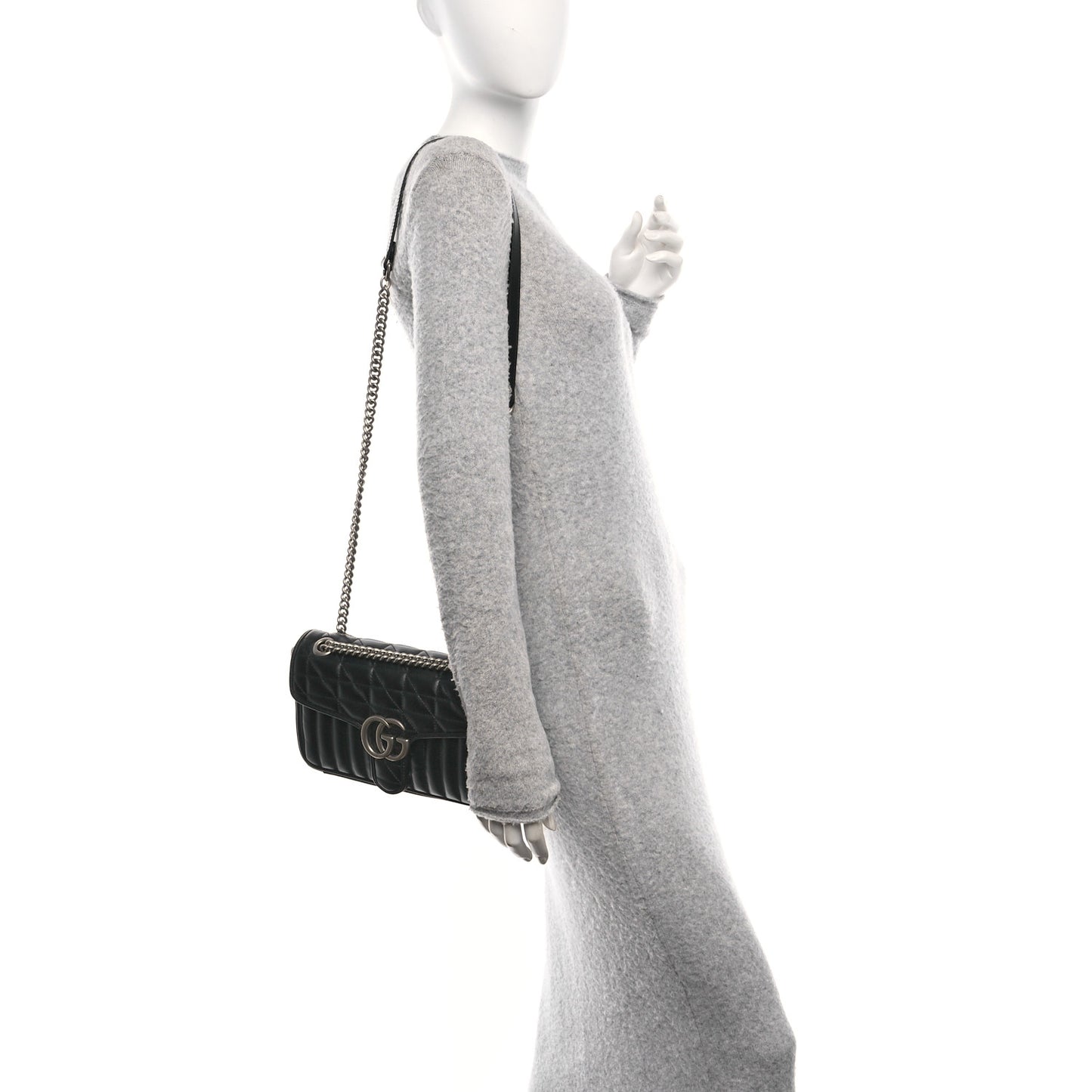 Calfskin Matelasse Aria Small GG Marmont Shoulder Bag Black