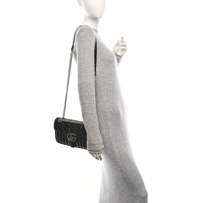 Gucci Calfskin Matelasse Aria Small GG Marmont Shoulder Bag Black 2 of 10