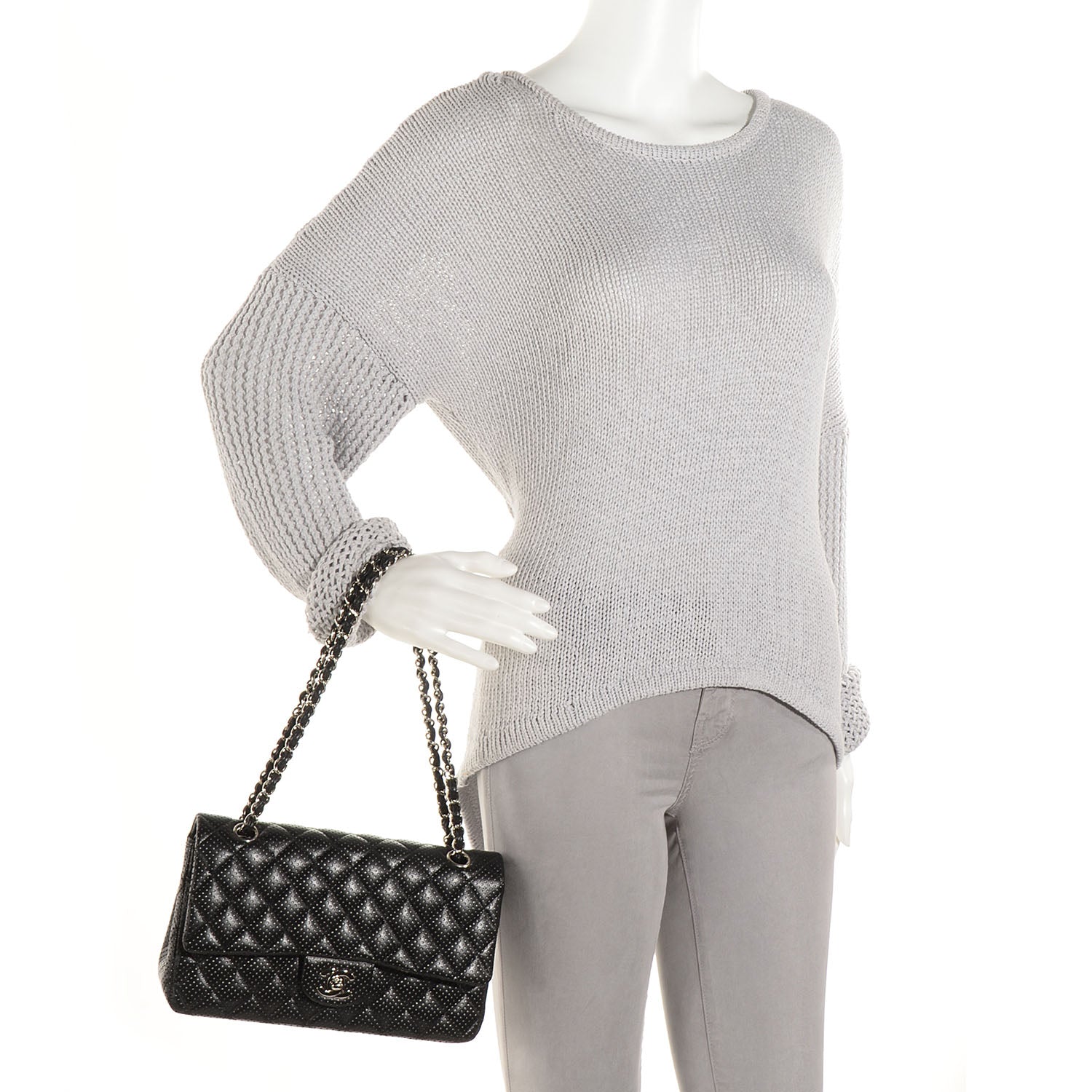 Chanel Lambskin Perforated Medium Double Flap Black 2 of 8