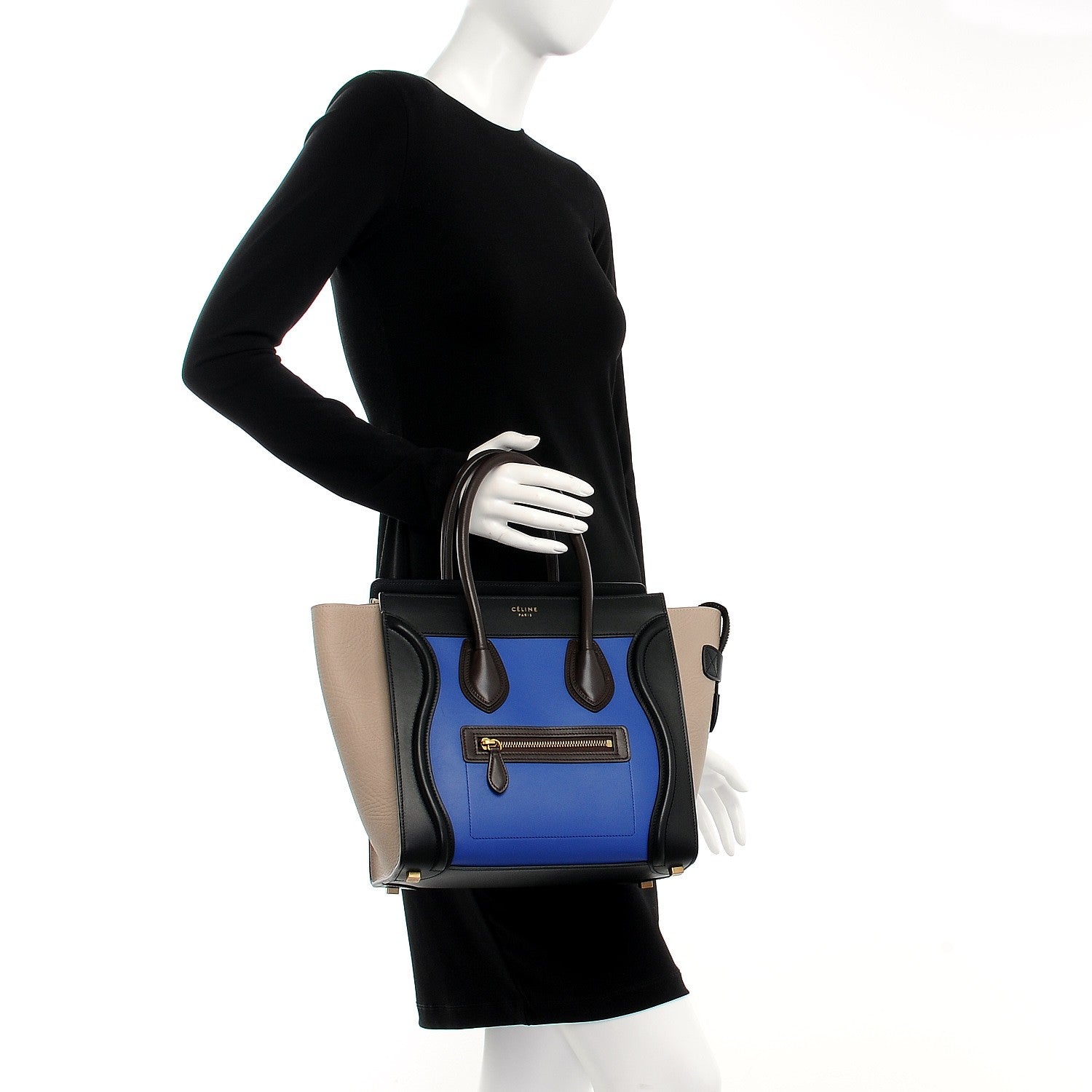 Celine Elephant Calfskin Micro Tri-Color Luggage Indigo 2 of 7