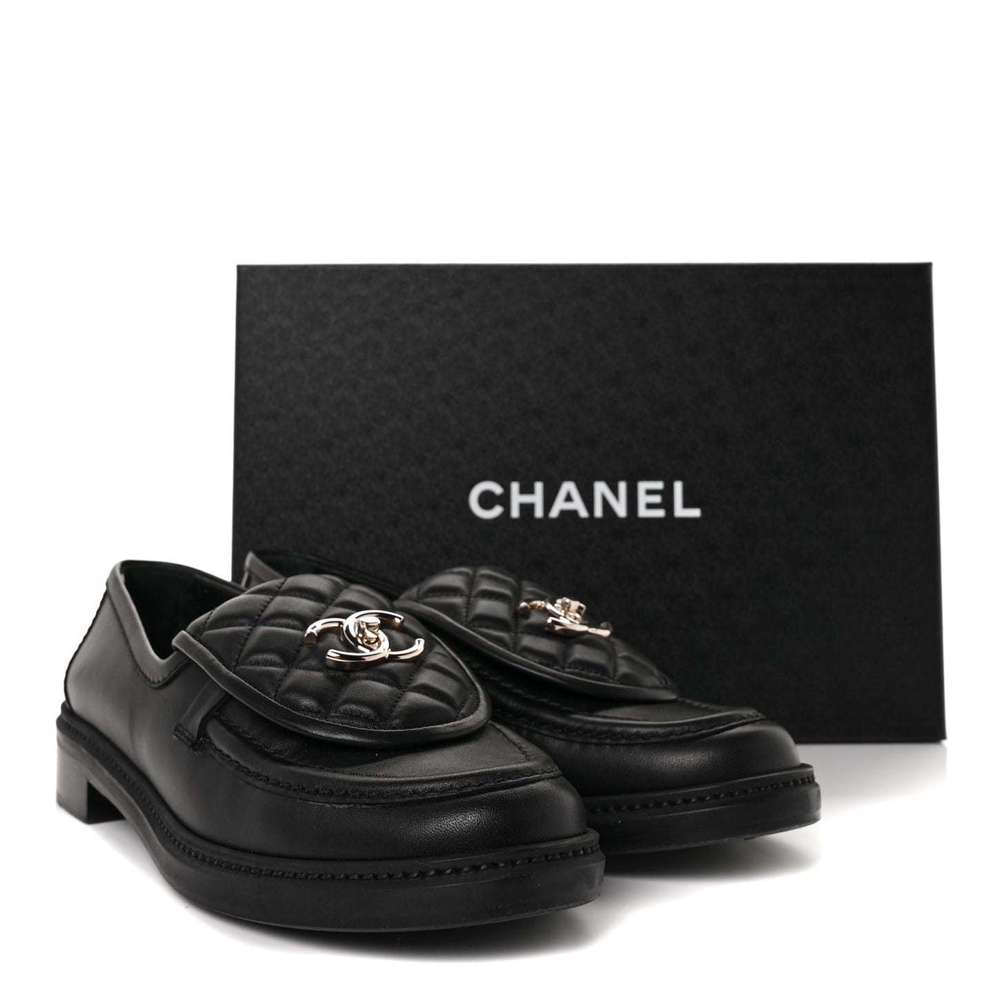 Lambskin Quilted CC Turnlock Loafers 40 Black
