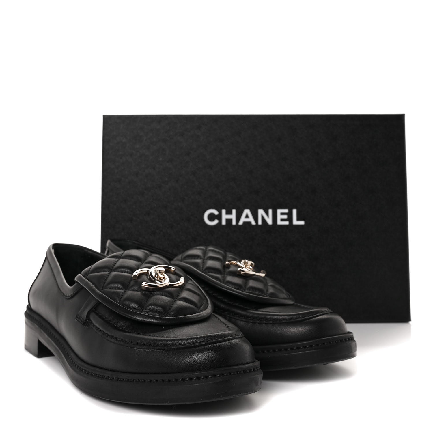 Chanel Lambskin Quilted CC Turnlock Loafers 40 Black 9 of 9
