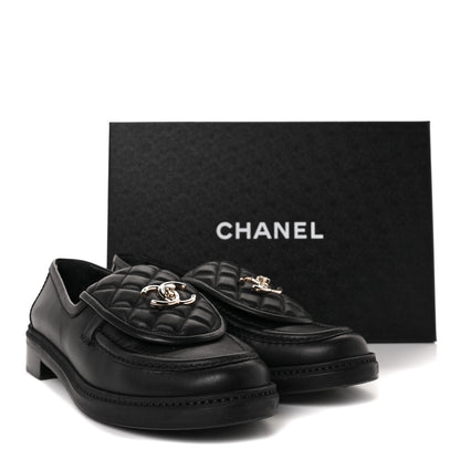 Chanel Lambskin Quilted CC Turnlock Loafers 40 Black 9 of 9