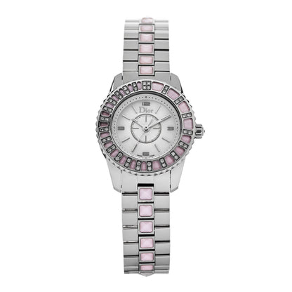 Christian Dior Stainless Steel Diamond Sapphire Pink Mother of Pearl 29mm Christal Quartz Watch 1 of 5