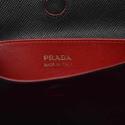 Prada Saffiano Cuir Medium Double Bag Black Fuoco 6 of 10