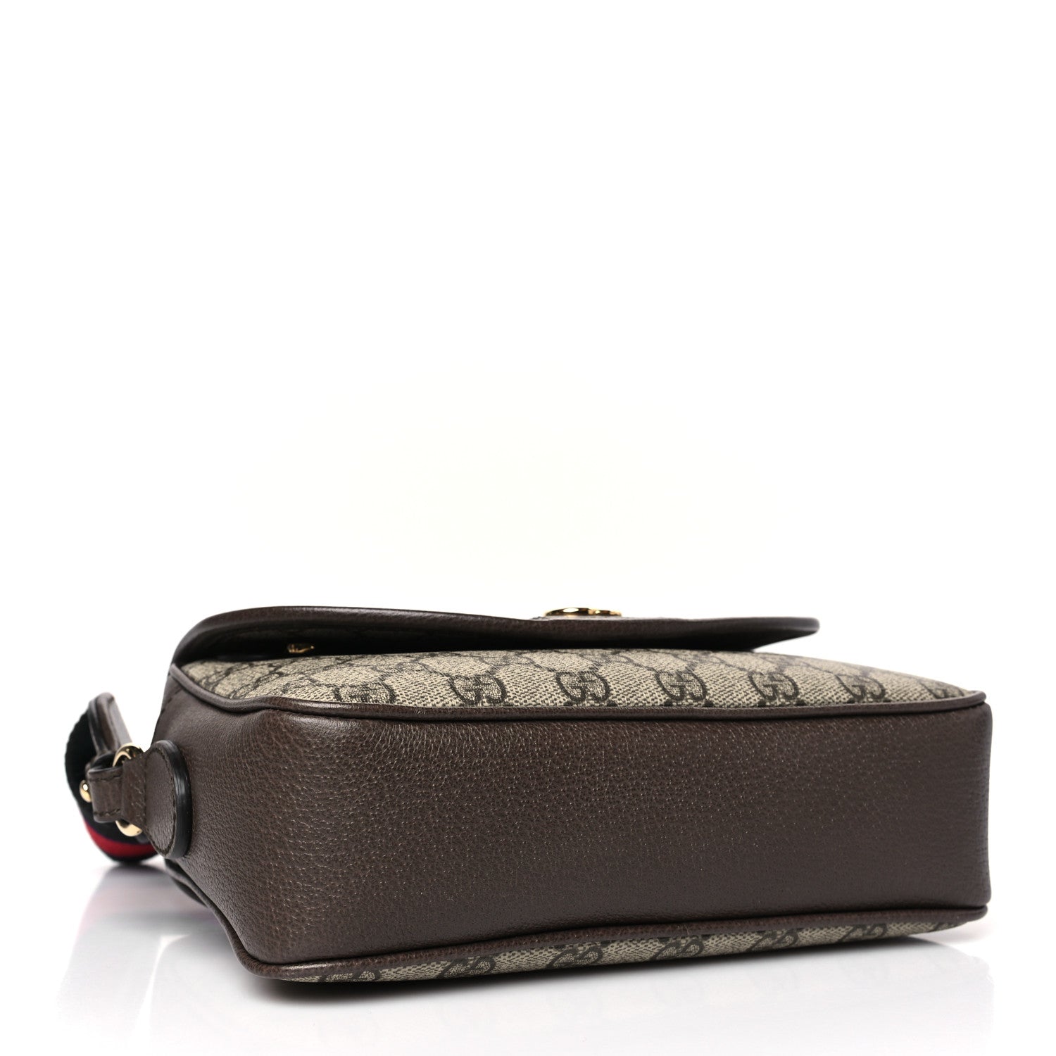 Gucci GG Supreme Monogram Textured Dollar Calfskin Web Studded Mini Ophidia Flap Shoulder Bag Beige Ebony New Acero 4 of 9