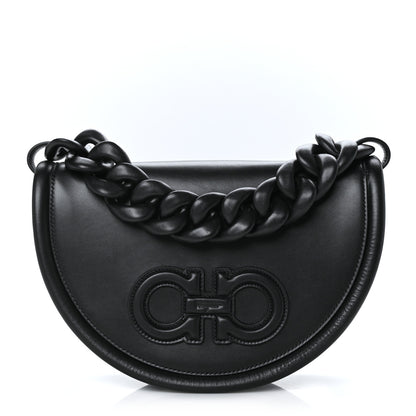Salvatore Ferragamo Calfskin Aura Shoulder Bag Black 1 of 9