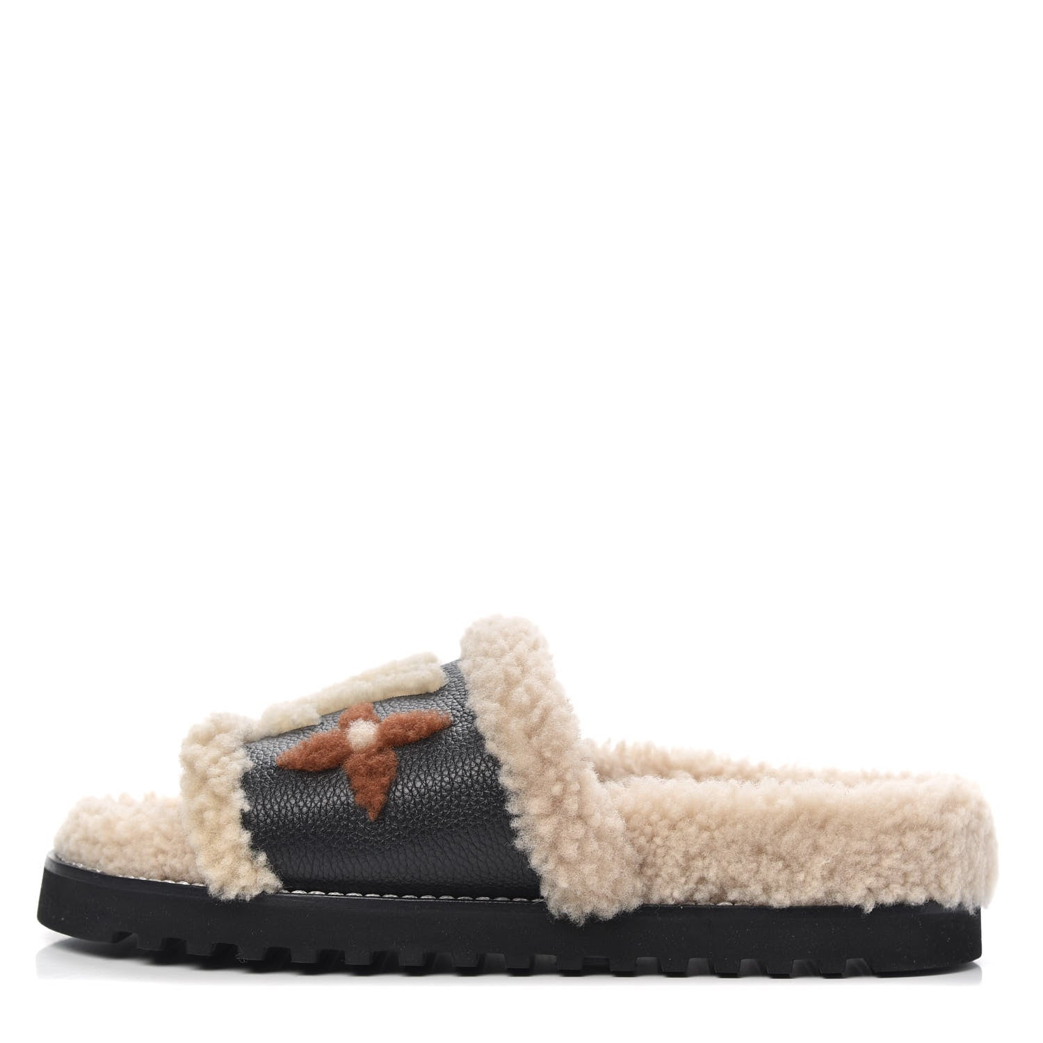 Louis Vuitton Shearling Calfskin Paseo Flat Comfort Mule 38 Beige 1 of 9