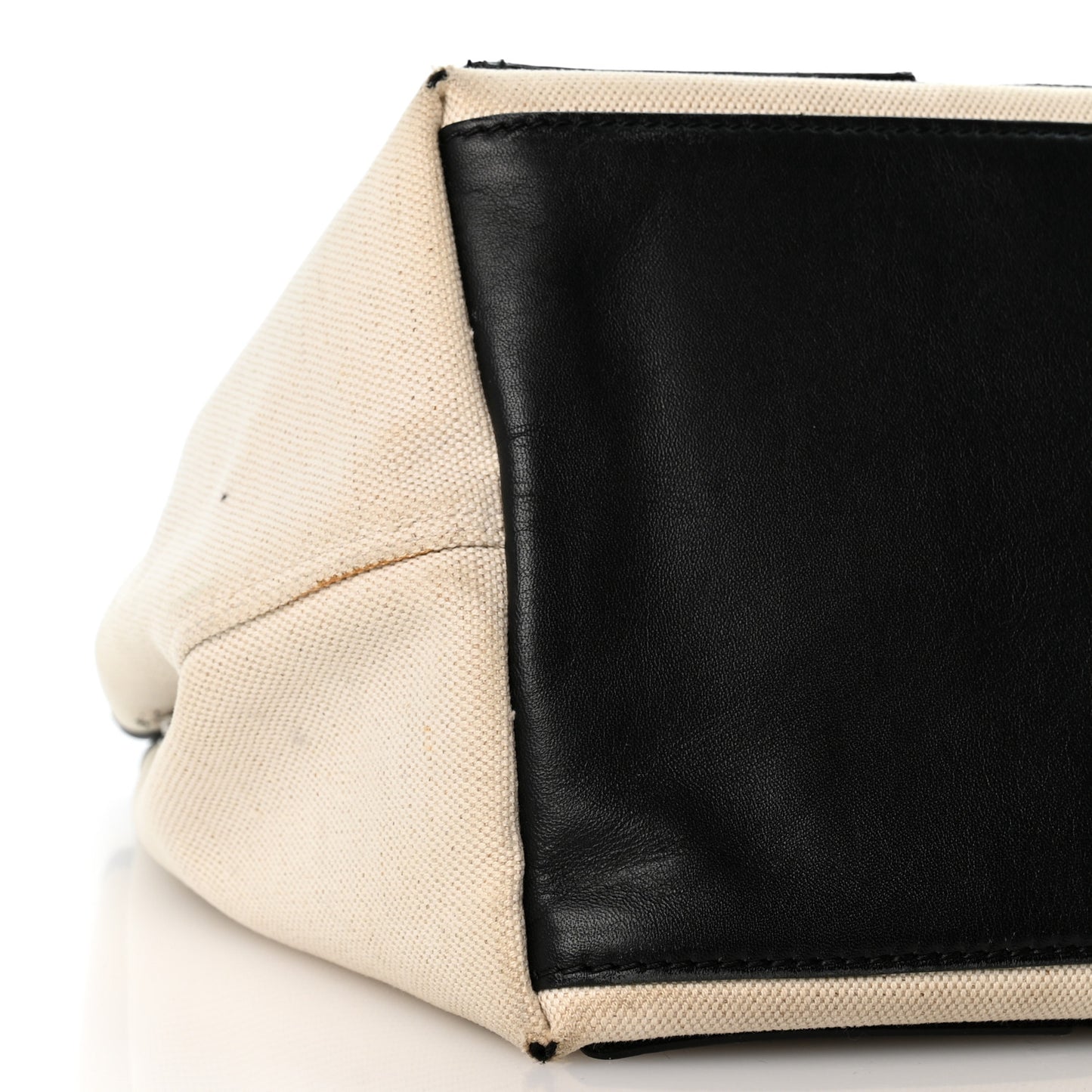 Cotton Canvas Satin Calfskin S Navy Cabas Natural Black