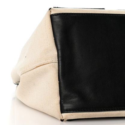 Balenciaga Cotton Canvas Satin Calfskin S Navy Cabas Natural Black 10 of 14